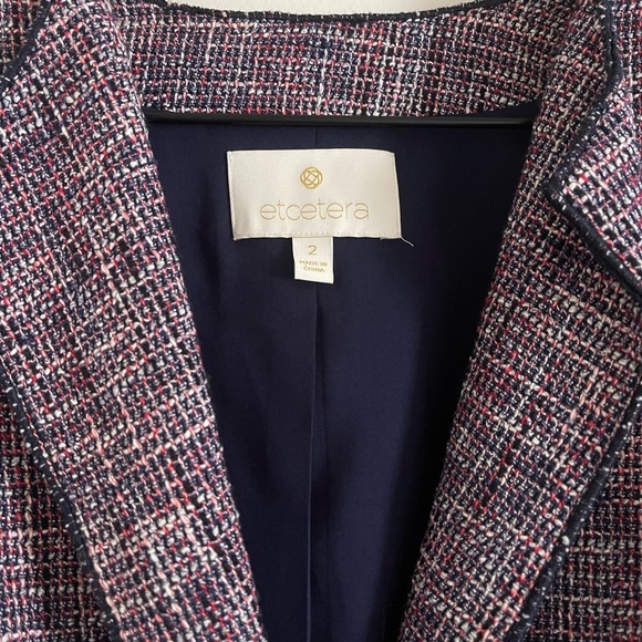 Etcetera Womens Tweed Collarless Blazer Jacket Size 2 Workwear Office Academia - Picture 2 of 5